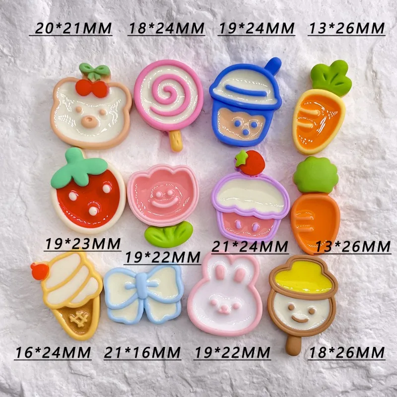 10pcs Strawberry Flower Food Play New Flat Back Resin Cabochons Embellishments for Bows Phone Case Parts Deco Crafts Supplies