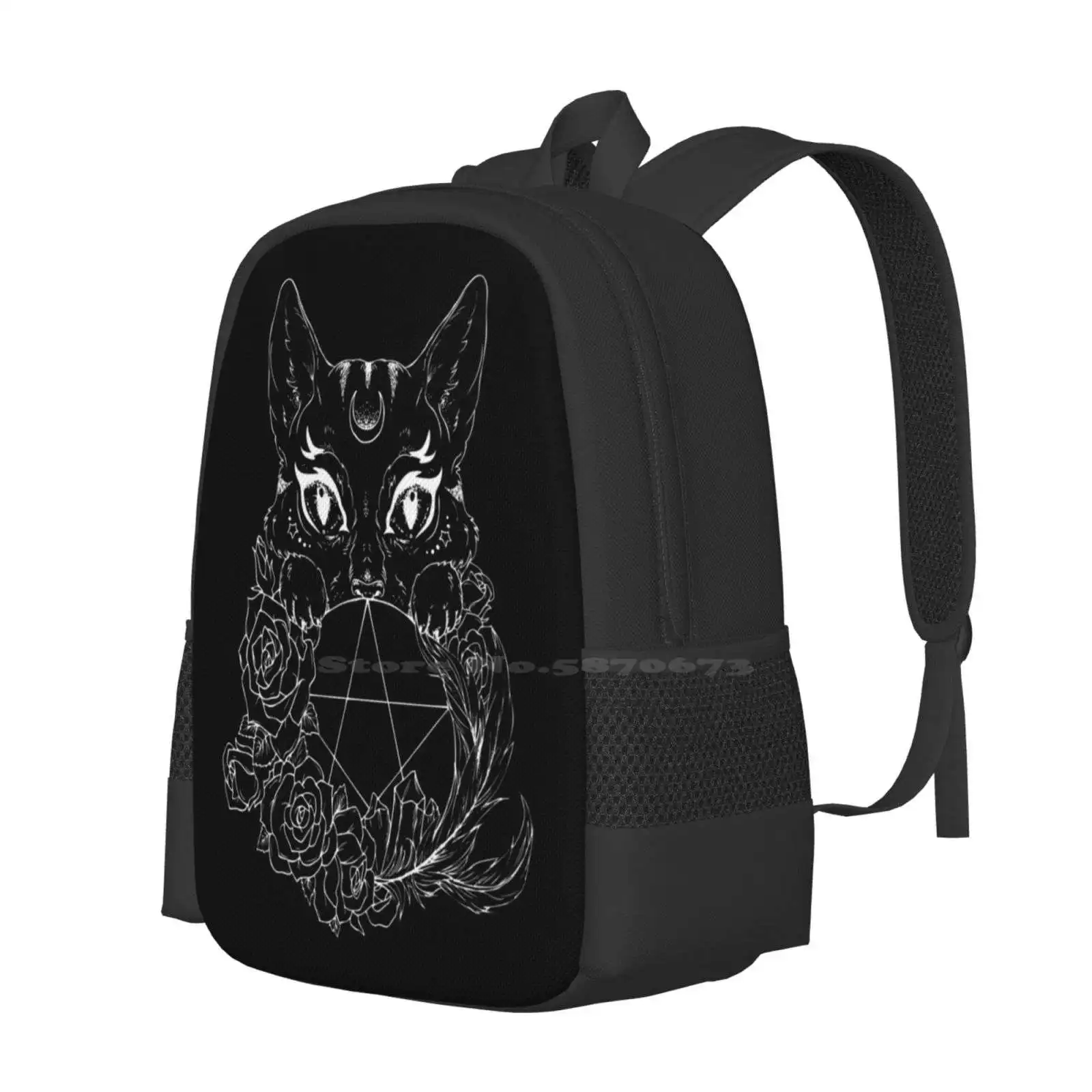 Pentagramm Katze Rucksack für Schüler Schule Laptop Reisetasche Kätzchen Pentagramm Katze Magnete Pentagramm Katze Häute Pentagramm Katze