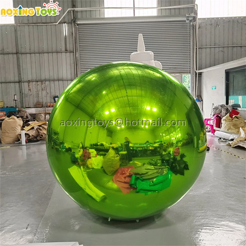 1M/2M/3M PVC Giant Green Inflatable Mirror Ball Hanging Balloon With Air Pump For Party Stage Advertising Decoration Events