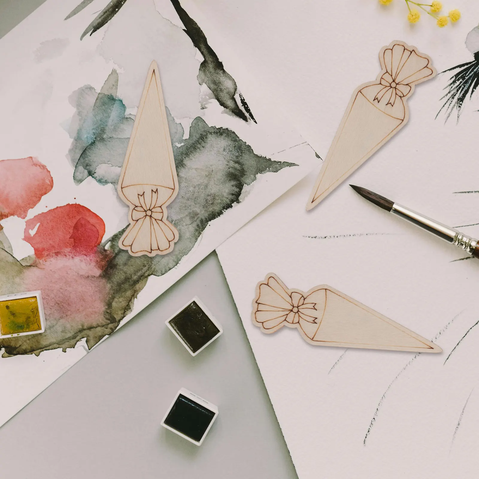 

50 Pcs Graffiti Wood Chips Craft Slices Abstract Ornament Crafts Projects Wooden