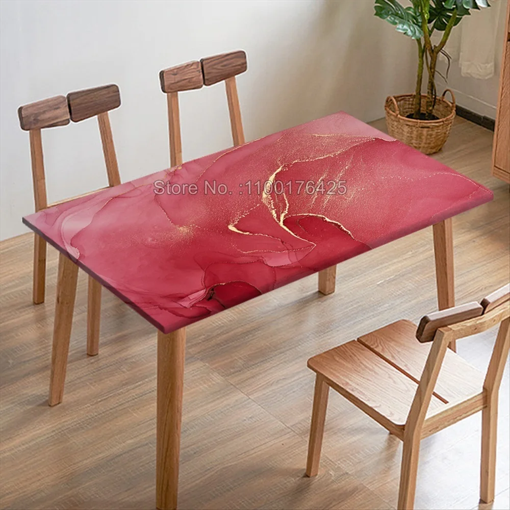 Abstract Gold-plated Rectangle Tablecloth Restaurant Dining Table Edge Digital Printed Fabric Table Cover