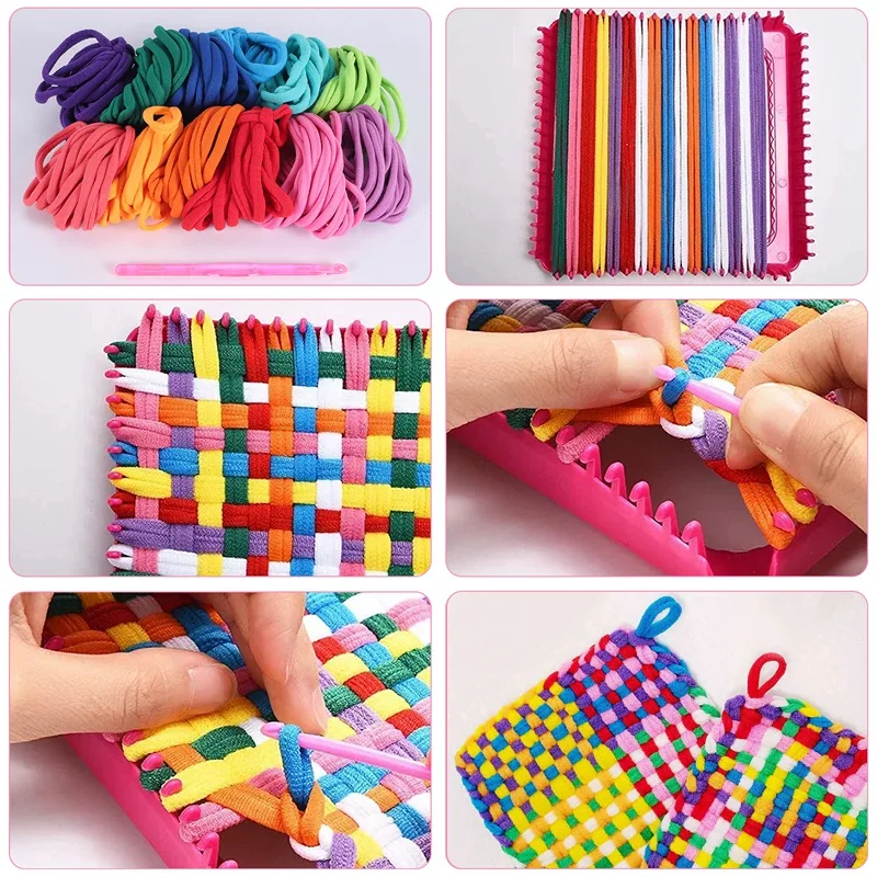 New 192 Pcs 7 Inches Potholder Loops Weaving Loom Loops Weaving Craft Loops With 12 Colors For DIY Crafts Supplies A