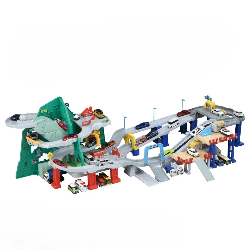 TAKARA TOMY Tomica Edificio Parcheggio Velocità Variabile Expressway Rail Auto Deformazione Stazione di Gas Barca Scena Regali per Bambini