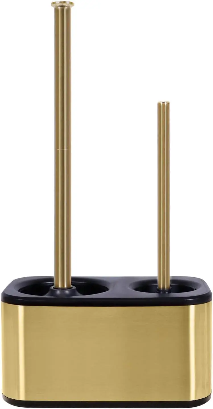 

Gold Toilet Brush and Plunger Set with Holder, Modern Minimalist Bathroom Accessories for Sleek Decor