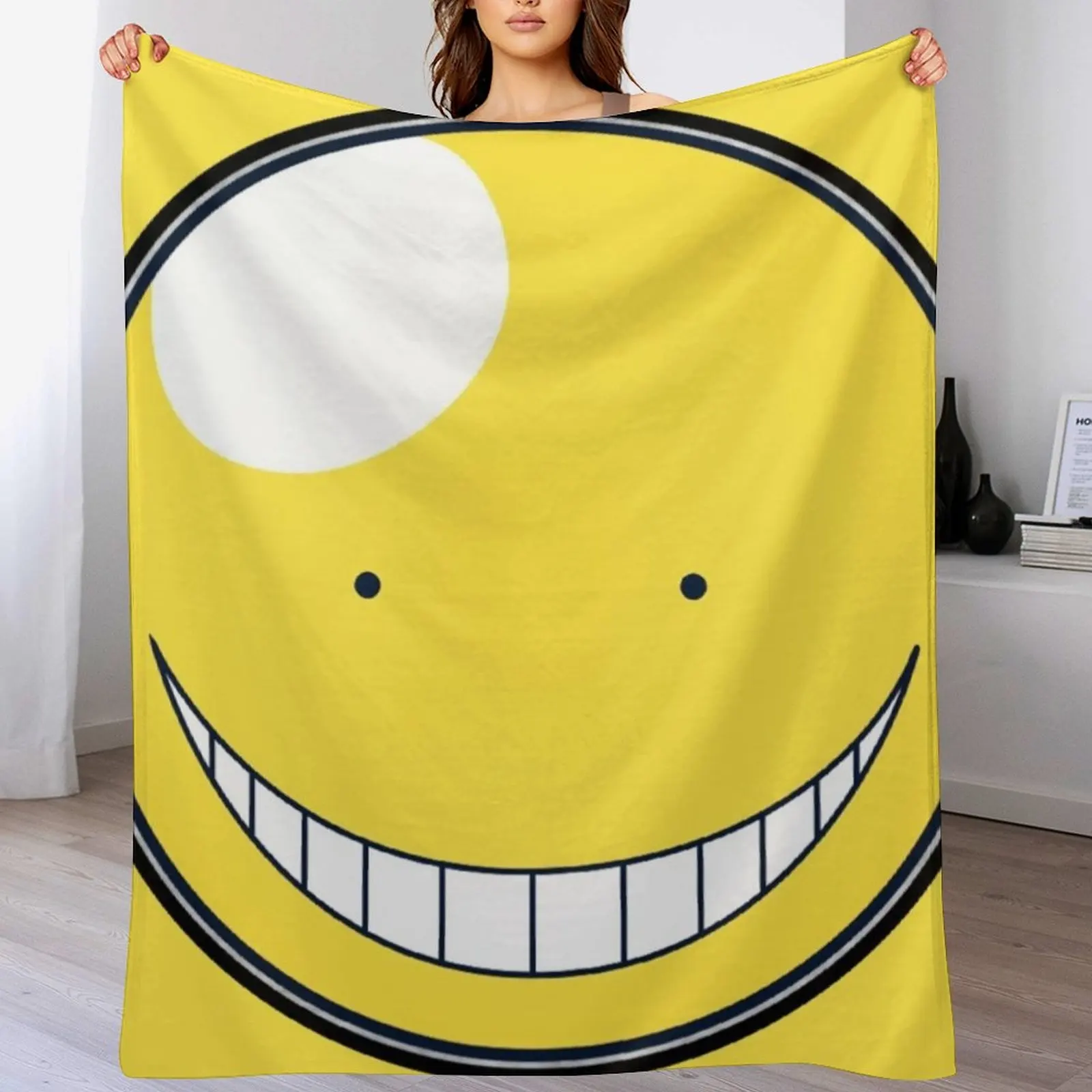

Koro sensei Assassination Classroom , Korosensei Face Throw Blanket Soft Plush Plaid Cute for sofa Loose Blankets