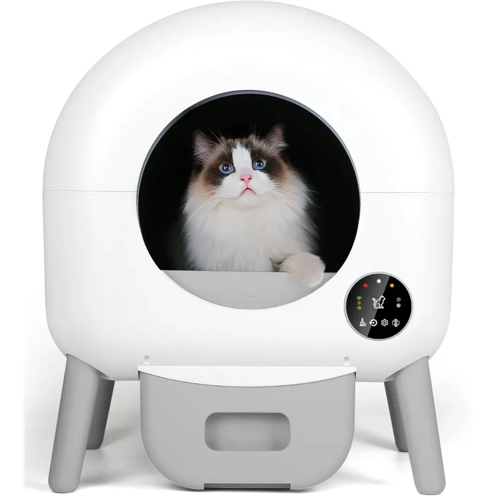 

Self Cleaning Litter Box - 110L Large Automatic Cat Litter Box Self Cleaning, Multi cat can use, App Control, aWhite