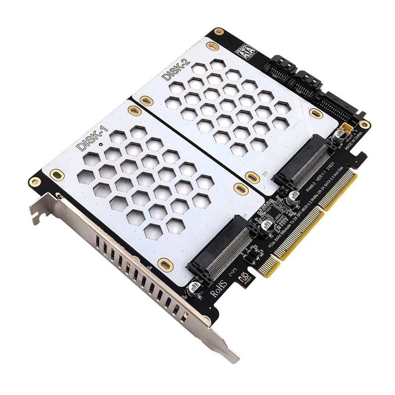 

U.2 Dual-Disk Adapter Card Dual-Disk SFF8639 U.2 NVME And SATA 2.5-Inch Hard Drive To PCIE4.0 Split Card-AT81