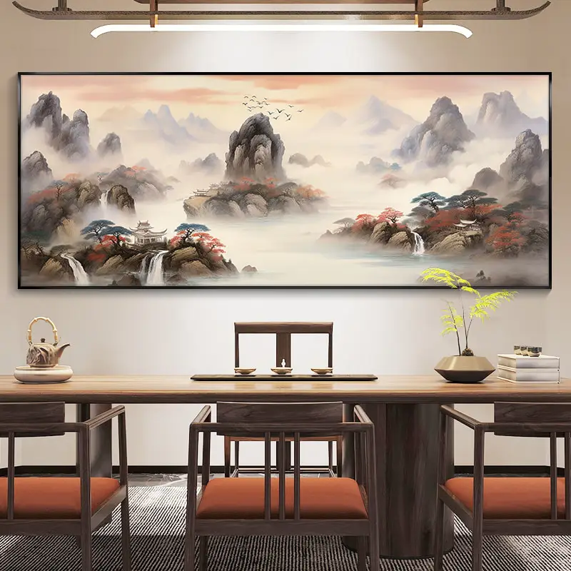 

DIY 5D Diamond Painting Kit Chinese Art Ink Wash Landscape Diamond Cross Stitch Living Room Office Home Decor
