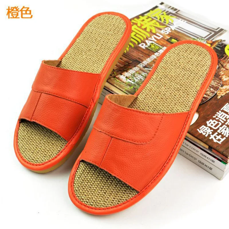 2020 Keren Hewan Kulit Sandal Musim Panas Kulit Rami Sandal untuk Pria Pantai Datar dengan Sandal Flat Kasual Slide