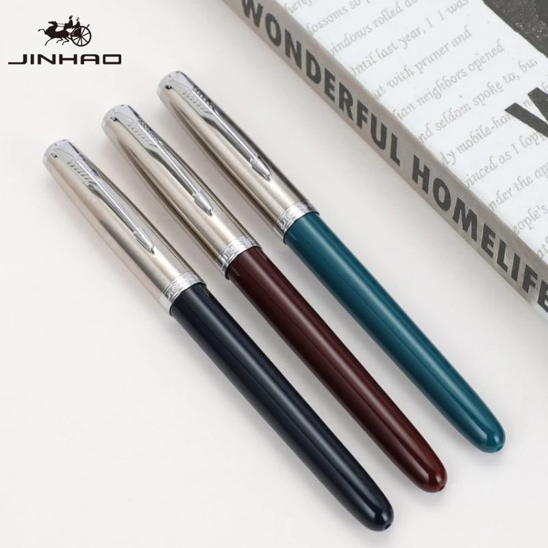 JINHAO 86 Resin Classic Fountain Pen Silver Cap with Clip 0.5mm Ink Pen Student PK 9019 Office School Supplies Stationery