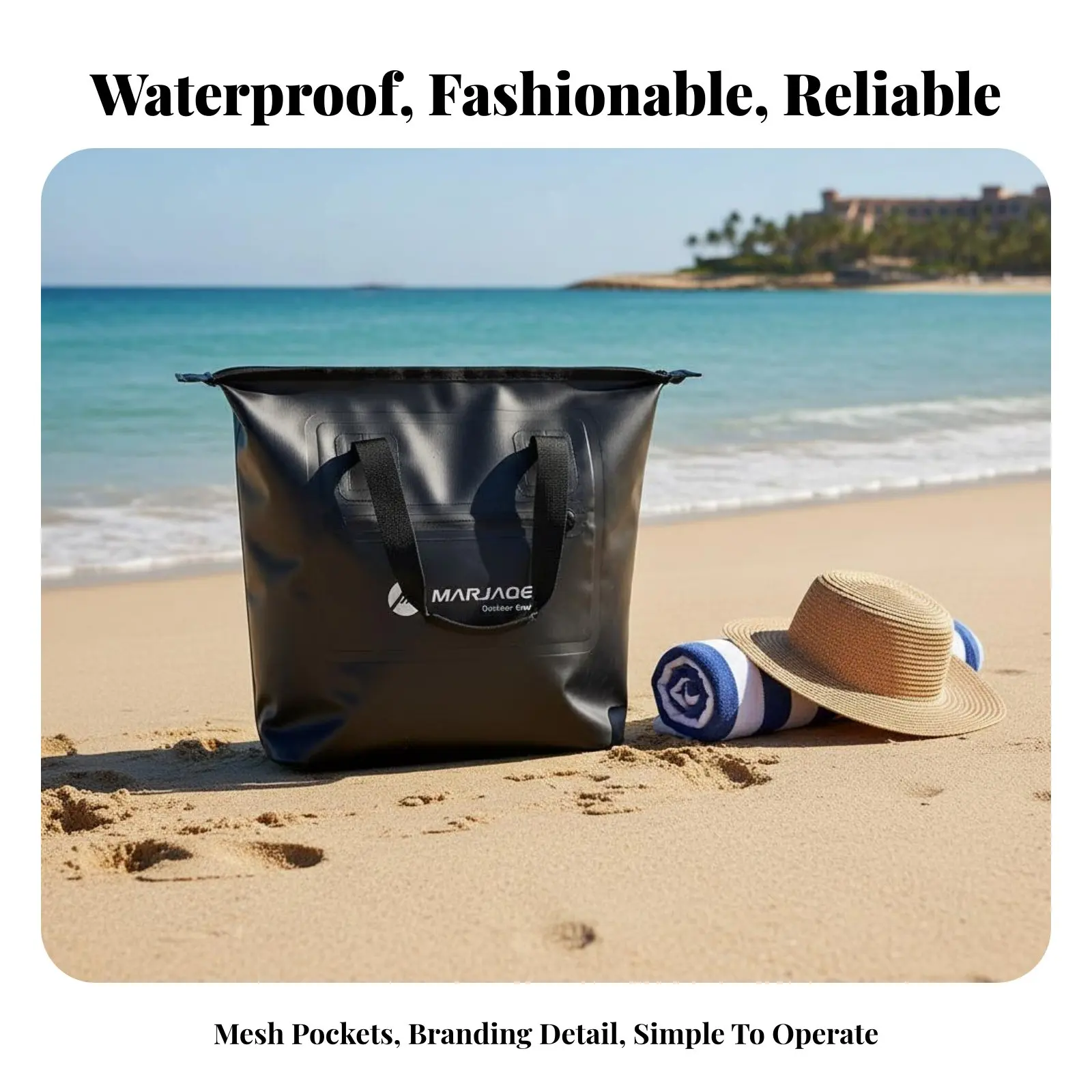 

Waterproof Tote Bag Lightweight PVC Seaside Tote Large Beach Tote Multi-Pocket Design Outdoor Gear Foldable & Packable