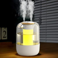 Air Humidifier 2.2L Large Capacity Double Spray Humidifier for Home Bedroom Room Desktop USB Water Humidifier with Night Light