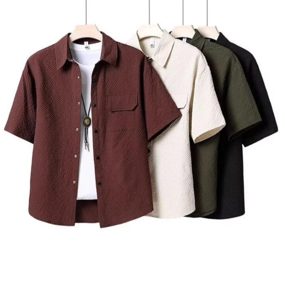 

2025 Summer New Men's Casual Suit Short Sleeve Retro Sports Suit Lightweight Fashion Suit