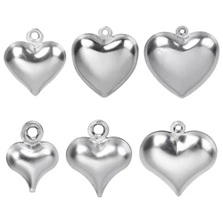 7pcs Irregular Heart Shape Gloss Stainless Steel Pendant Silver Color No Fading Fashion Charm Diy Making Necklace Accessories