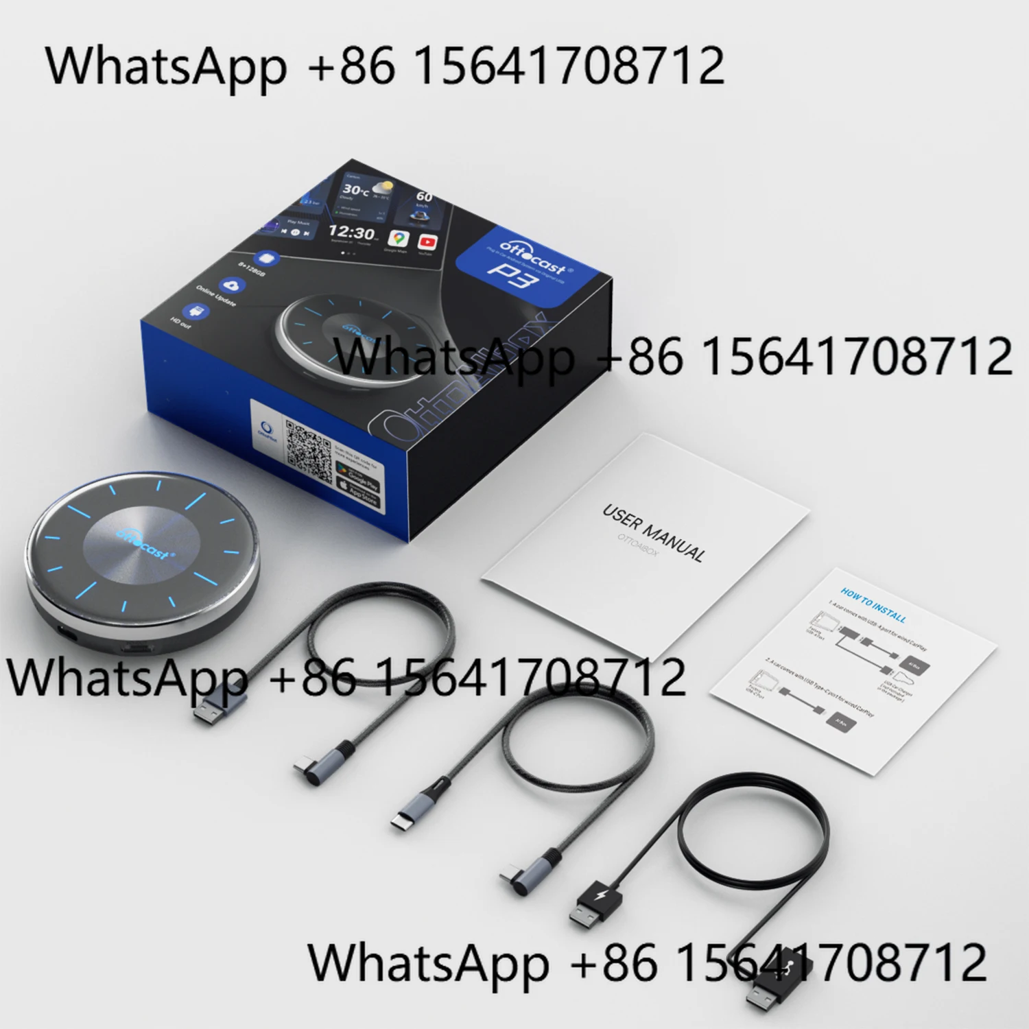 

Peiqi Ottocast Smart Ai Box Picasou 3 Android System 12 Built-in GPS Car Navigator Ai Box Carplay With HD MI Output