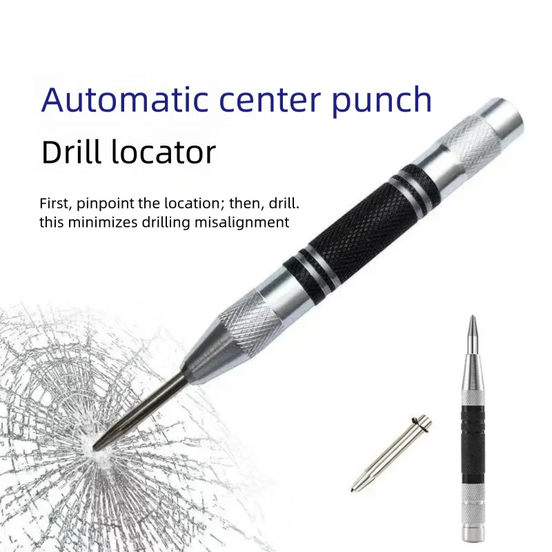 

Spring Loaded Automatic Center Punch, Steel Hole Self Pin Marker for Woodworking Metal Carpenter, Durable Tool