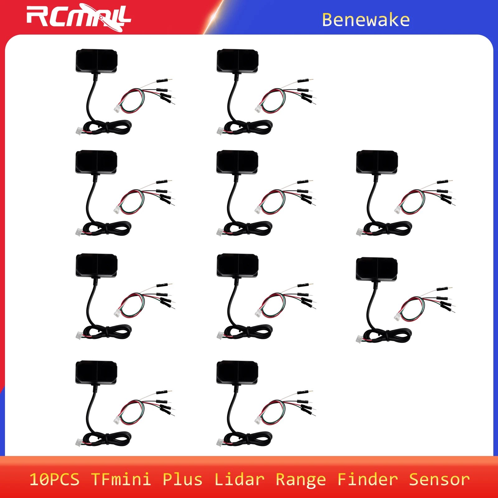 10PCS TFmini Plus Laser Lidar Range Finder Sensor IP65 Waterproof Dustproof TOF LiDAR Module, UART I2C IIC I/O 0.1m~12m