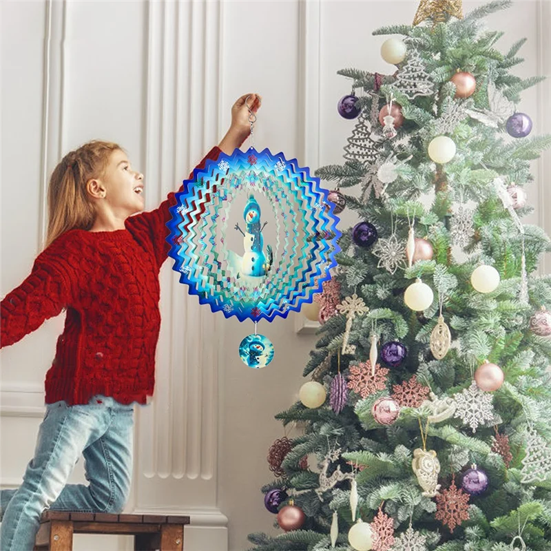 P4-Wind Spinners 3D، عيد الميلاد شنقا الرياح سبينر لزينة عيد الميلاد، 12 بوصة ساحة الفن زينة هدايا عيد الميلاد #1