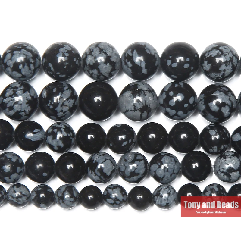 Natural Stone Black Snow Flake Jasper Round Beads 15\