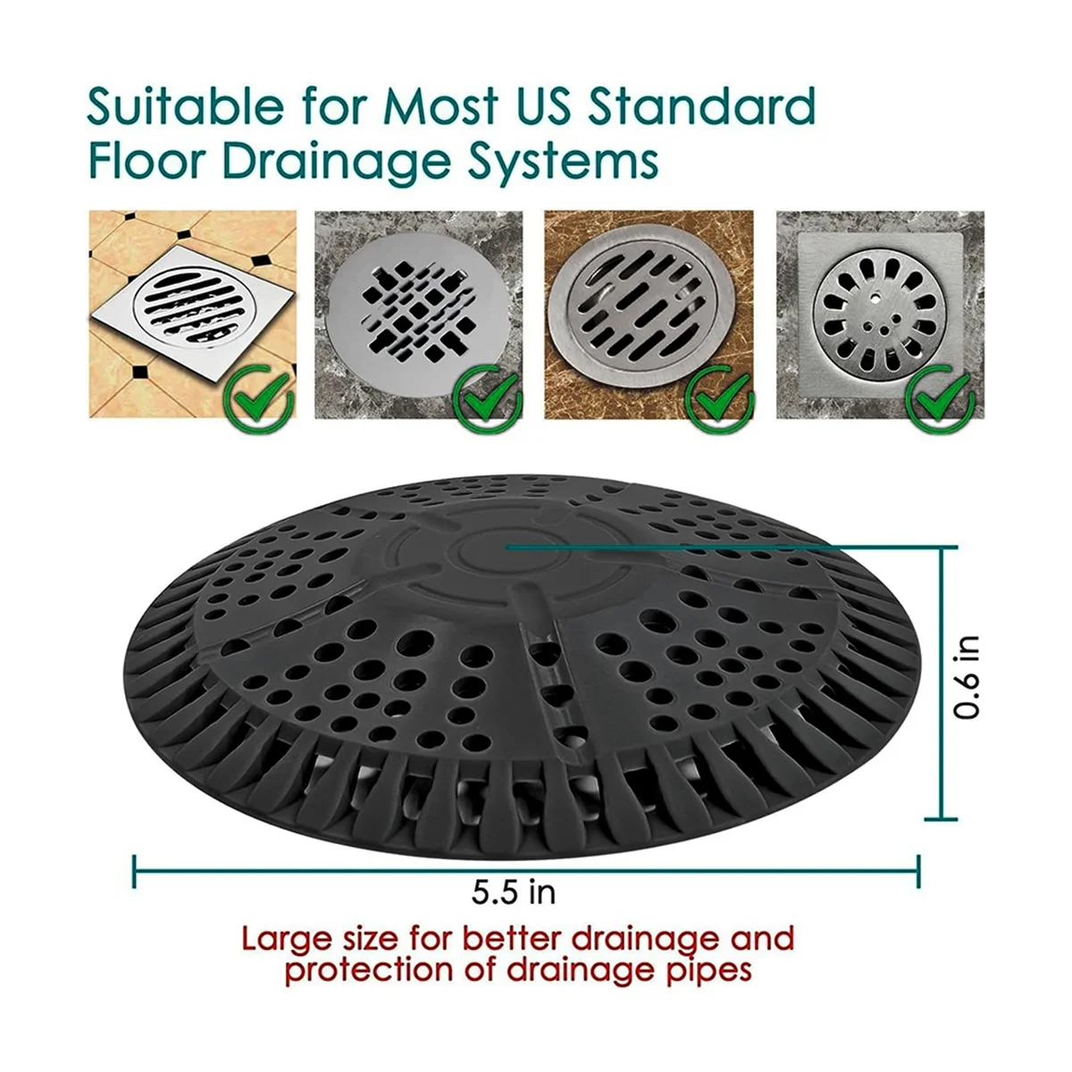 N37R_Shower Hair Drain Catcher, 2 Pack Silicone Drain Protector Strainer