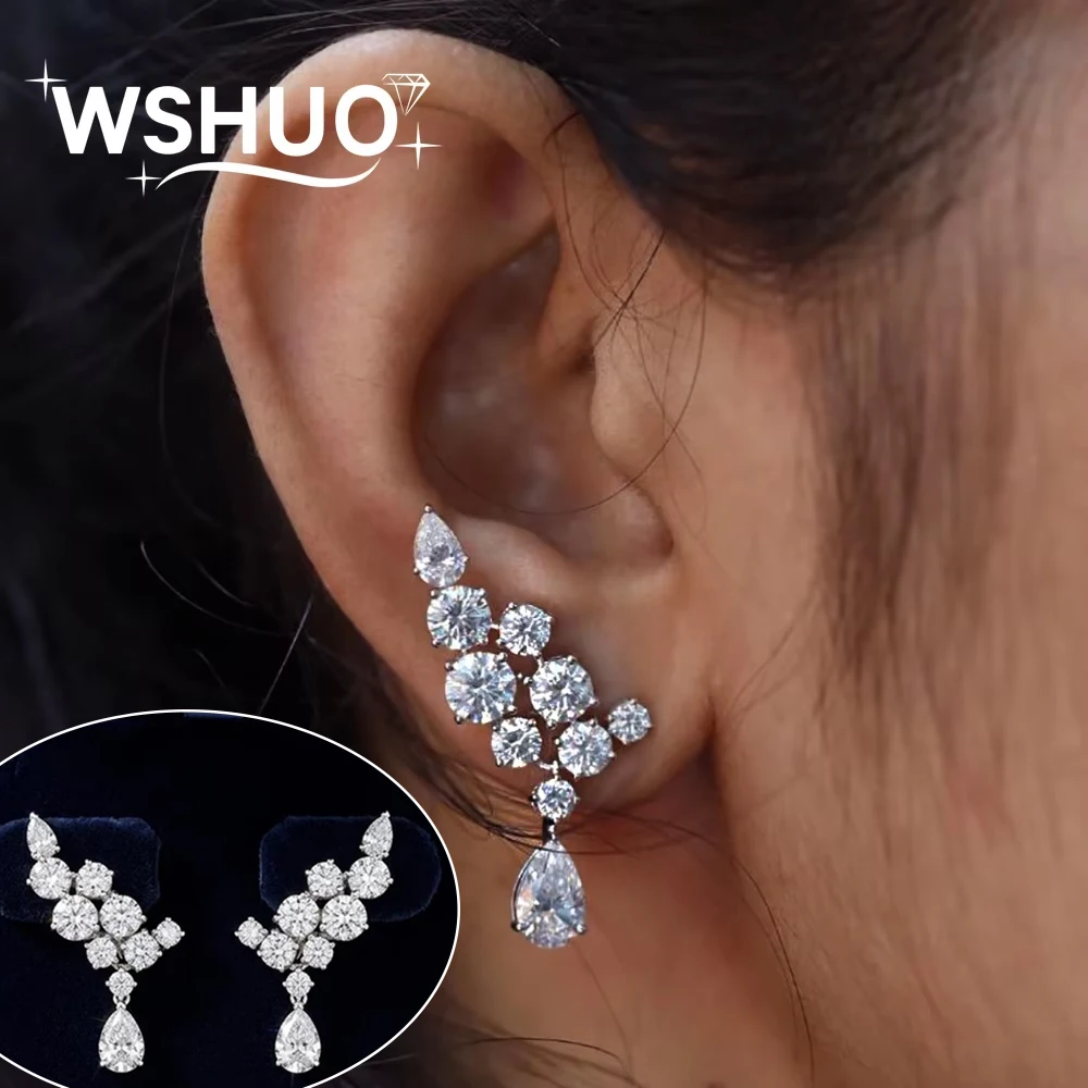 

Wing Shape Full Moissanite Drop Earrings with Certificate S925 Silver Pear Cut Lab Diamond Stud Earring for Women Fine Jewelry