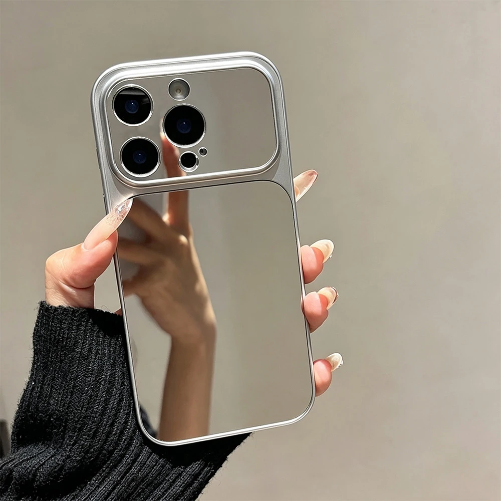 Luxuriöse Make-up-Spiegel-Handyhülle für iPhone 18 Pro Max 17 16 15 14 13 Pro Max 12 11, stoßfeste Silikon-Rückabdeckung mit Trageband