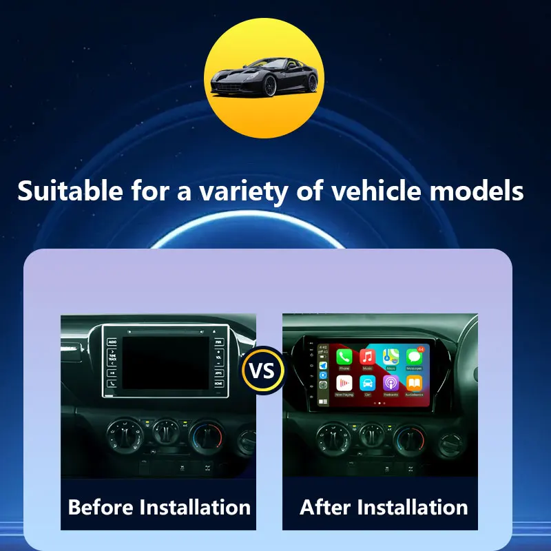 Car Radio Video Audio Multimedia Player for Toyota Hilux Pick Up AN120 2015 - 2020 Right Hand Drive Wireless CarPlay DSP Stereo
