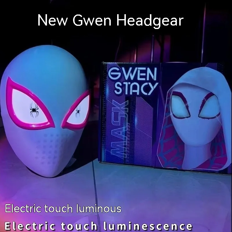 

Hot Marvel Spider Man Cos Mask Gwen Spider Man Head Cover Touch Glow Cos Crossover Universemiles Induction Electric Mask Mask