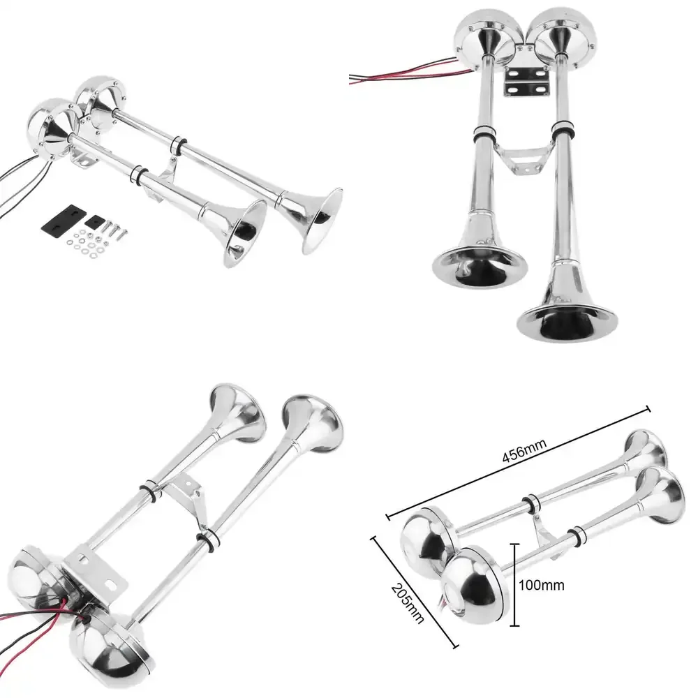 Qwinn 2026 Hot sell 12V 24V Double Trumpets Stainless Ship Electric Marine Vehicle Auto Electronic Horn