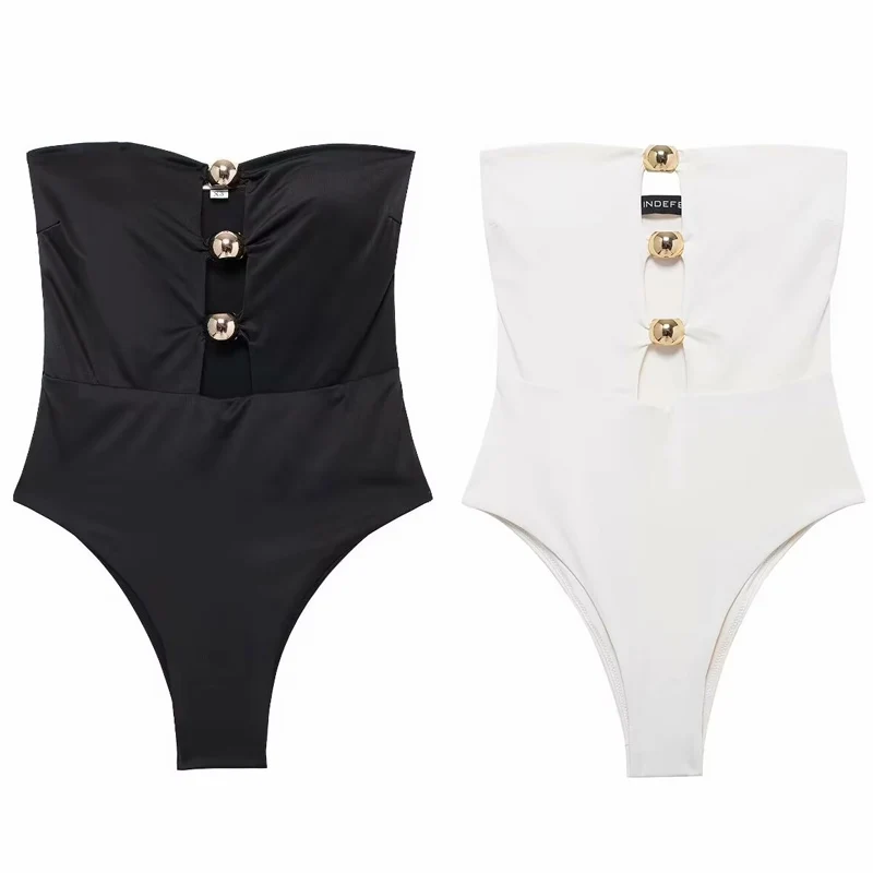 HXAO Cut Out Bodysuit Women Off Shoulder Black White Bodysuit Corset Sleeveless Backless Tube Lingerie Bodysuits Sexy Swimsuit