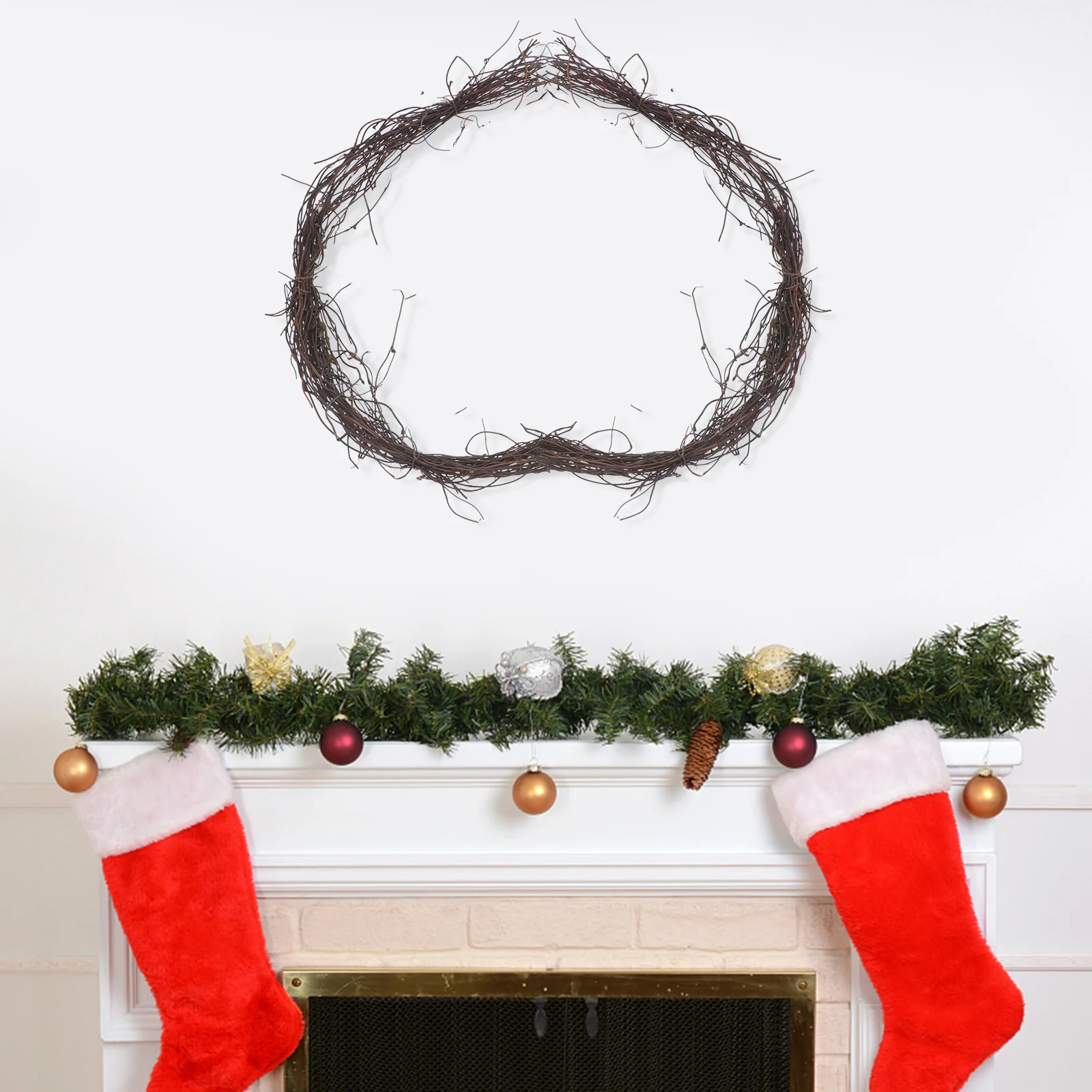 

2Pcs Natural Rattan Twig Vine Wreath Garland 4.6m Handmade Rustic DIY Crafts Wedding Door Decoration Natural Wreath Base