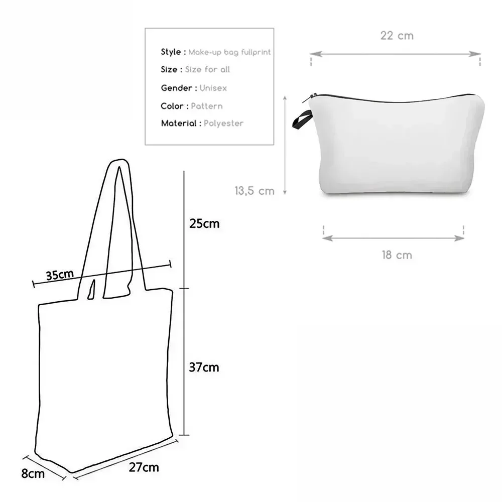 LVB13 Custom Portable Makeup Organizer Suit New Fashion Handbags for Women Heat Transfer Cosmetic Bags Gift