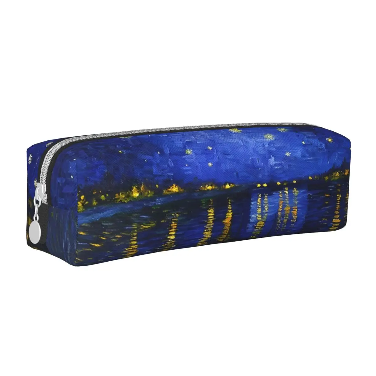 Van Gogh Starry Night Over The Rhone Pencil Cases Starry Sky Oil Painting Pen Bag Girls Boys Large Storage Zipper Pencil Pouch