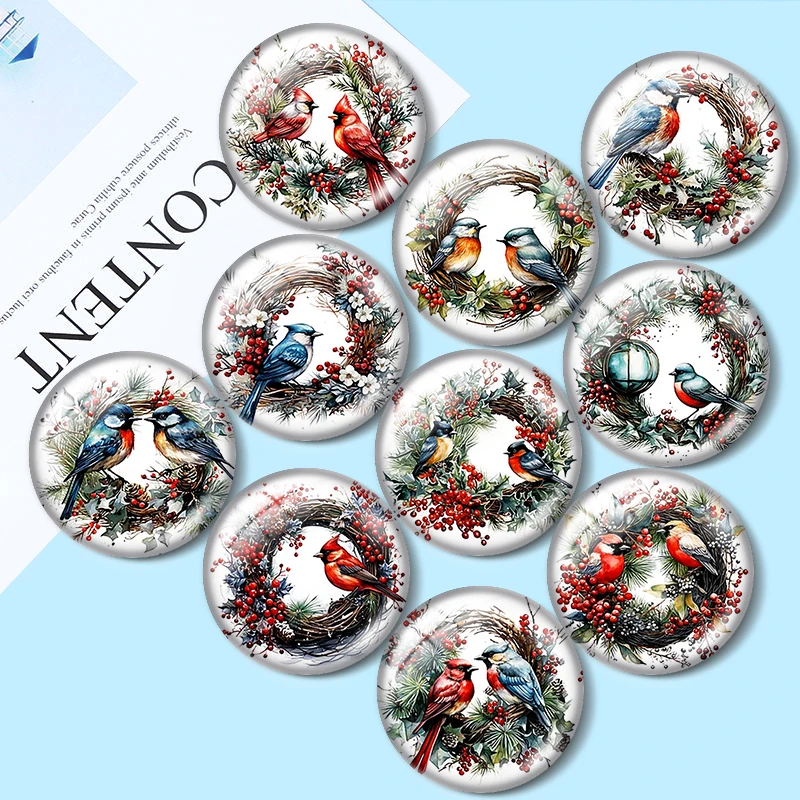 Christmas Bird  12/18/20/25mm glass cabochon  bracelet pendant rings for jewelry demo earrings back Making findings