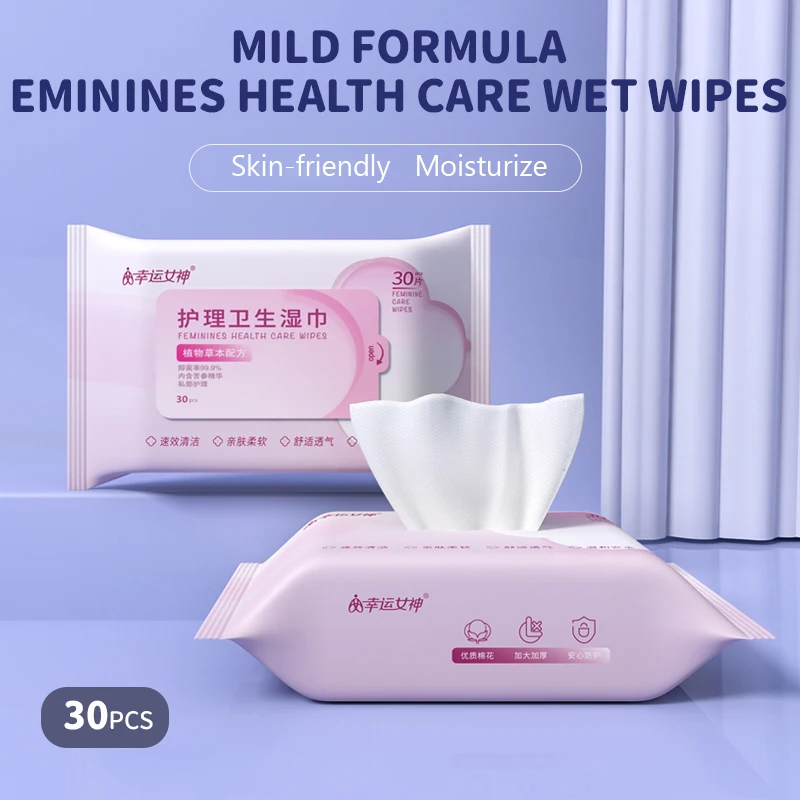 30pcs Feminine Hygiene Care Wipes Ultra-thick, ultra-lightweight, pH-balanced body and hand cleansing wipes Non-irritant