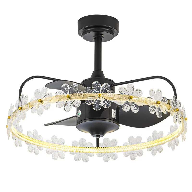 

Nordic bedroom shaking head with electric fan, dining room modern fan leaf ceiling light luxury ceiling fan light, silent
