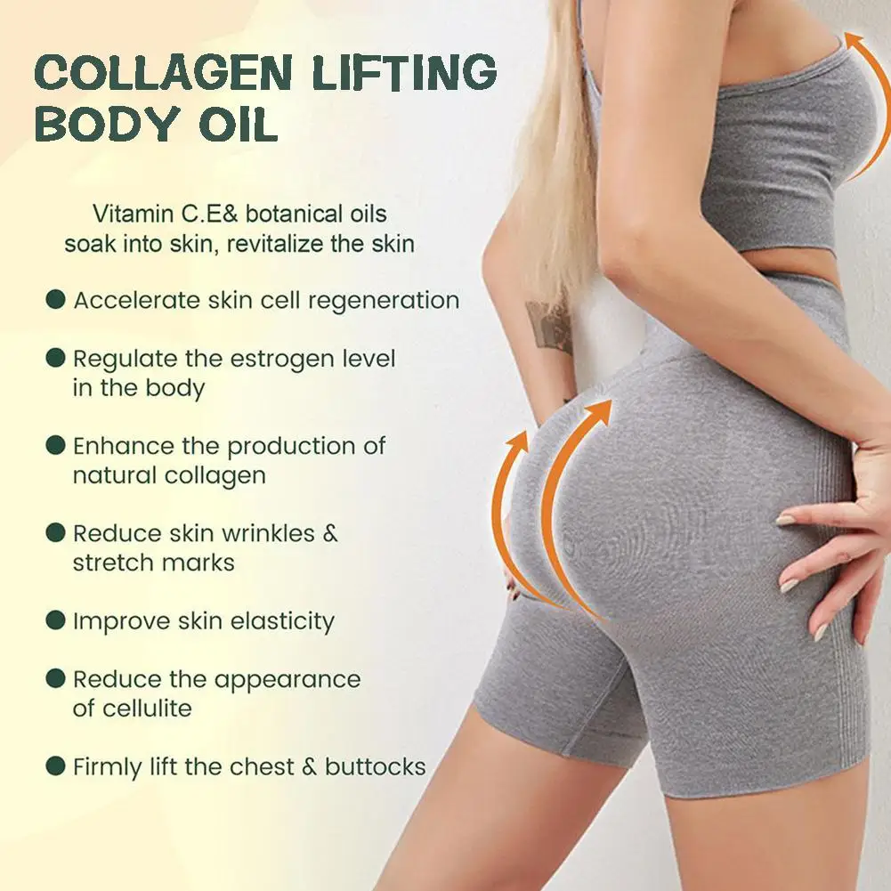 Collagen Lifting Body Oil Thin Leg Waist Tightening Fat Slimming Body Up Butt Oil Hip Burner Massage Shape Breast Abdomen L R6E1