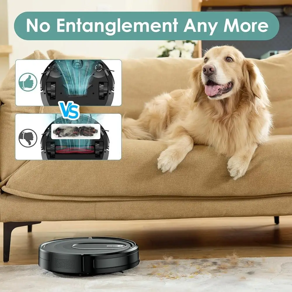 W6 Robot Vacuum Cleaner 2800Pa Suction 720ml Dustbin 120min Runtime Smart App Voice Control Self-Charging Compact Design