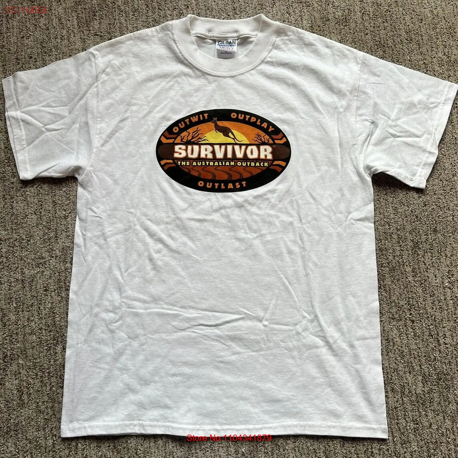 Vintage 2001 Survivor Australian Outback Outlast Promo T Shirt TV Show Y2K Sz L