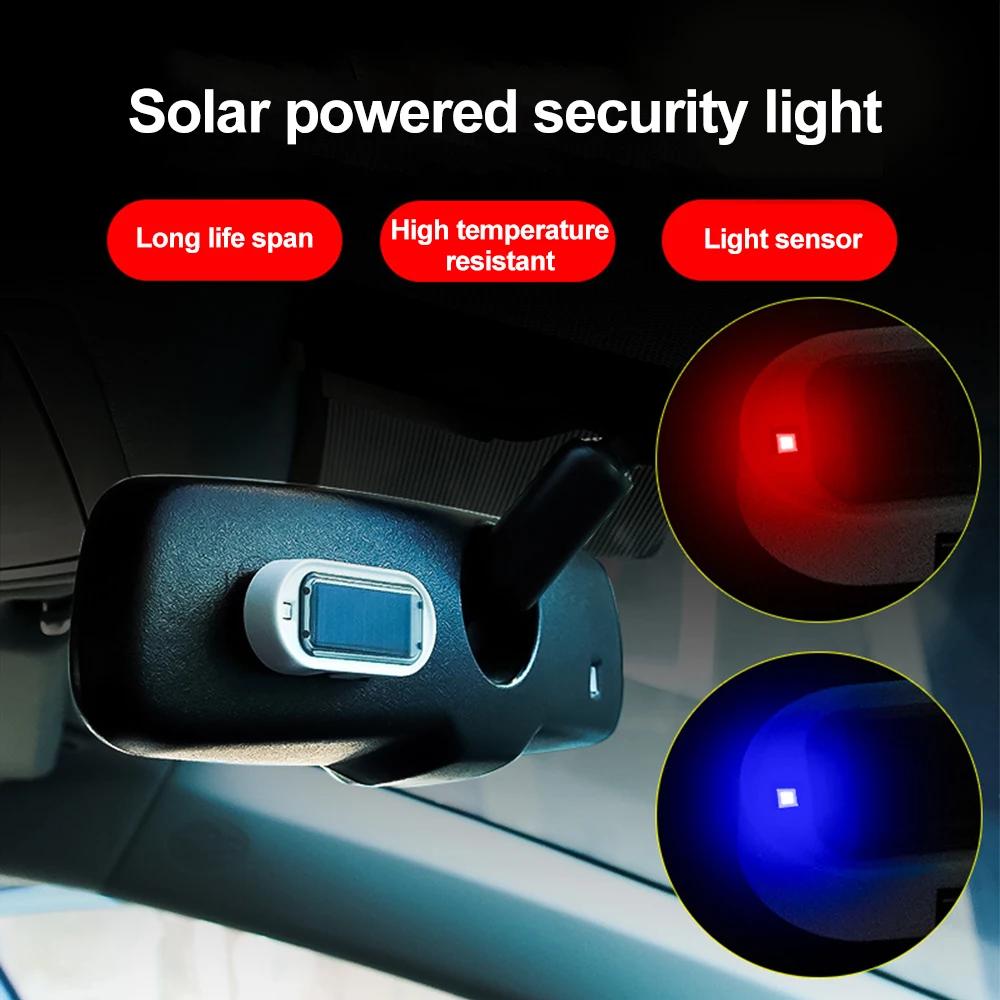 Car Solar Power Red Fake Dummy LED Rechargeable Car Anti-theft Warning Light Alarm Light Security System Strobe Signal Lamp