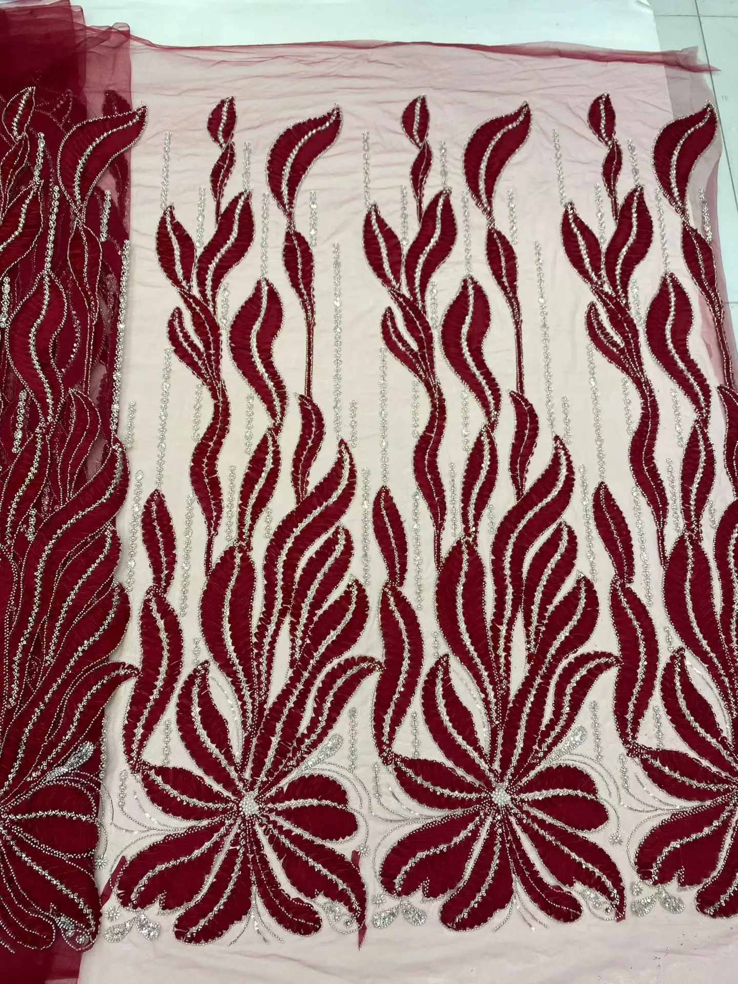 

African Nigerian Latest High Quality 2025 With Guipure Embroidery Tulle Sewing Lace Fabric Dresses Sequins 5Yards DP0483