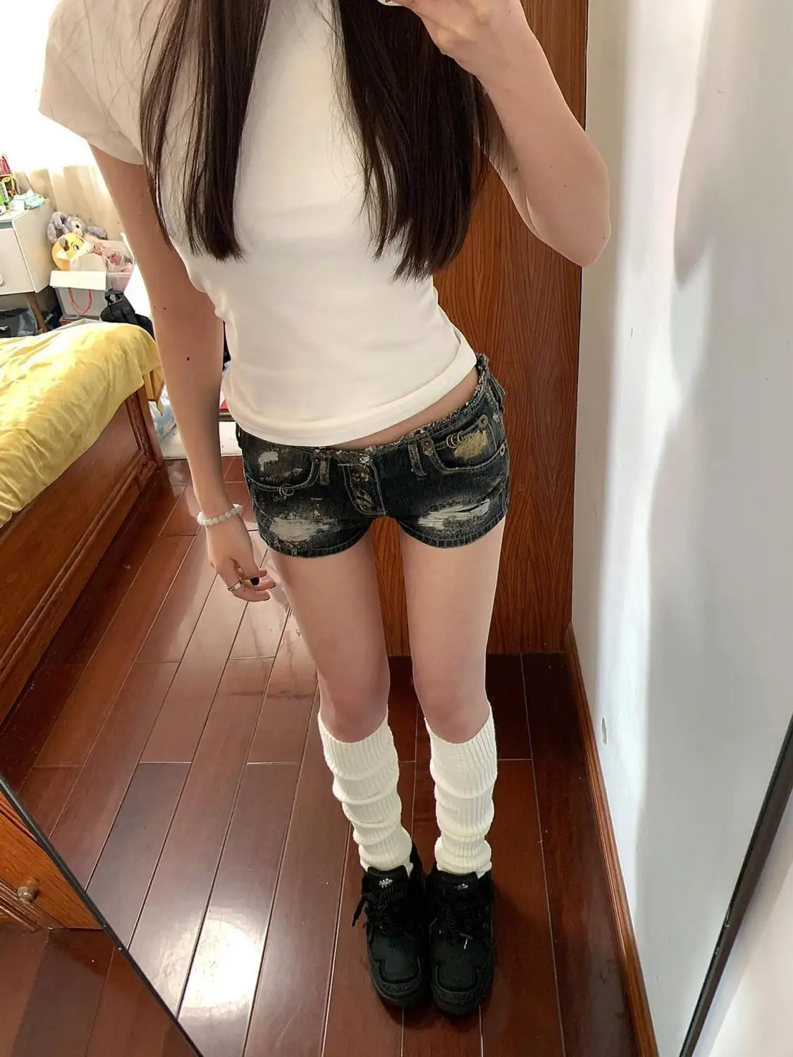 Amerikaanse vintage Y2K korte jeans dames casual streetwear noodlijdende patchwork rits bodycon sexy lage taille nieuwe collectie korte