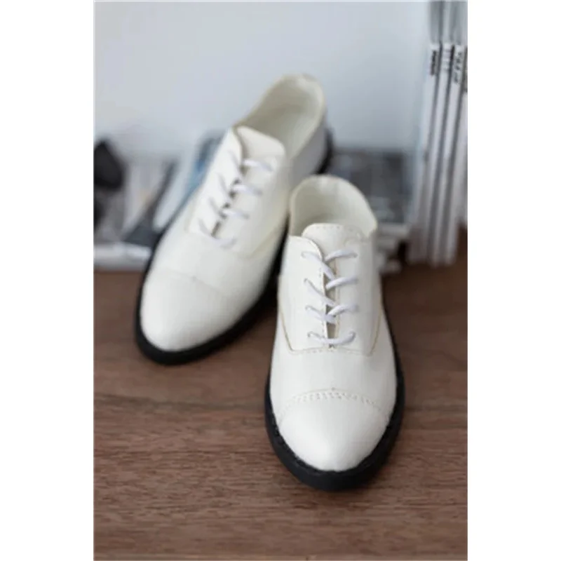 BJD Pop Schoenen ID75 1/3 Jongens Leer Zwart Wit Bruin Knappe Drie Kleur Puntige Teen Veterschoenen Werk pop Accessoires