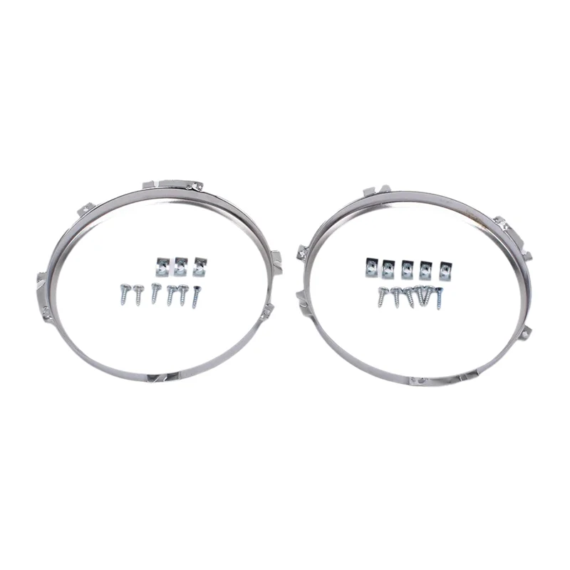 

OB-1Pair 7In Front Headlight Bezel Chrome Round For Land Rover Defender1990-2016 90 110 127 1983-1990 Headlight Frame Cover
