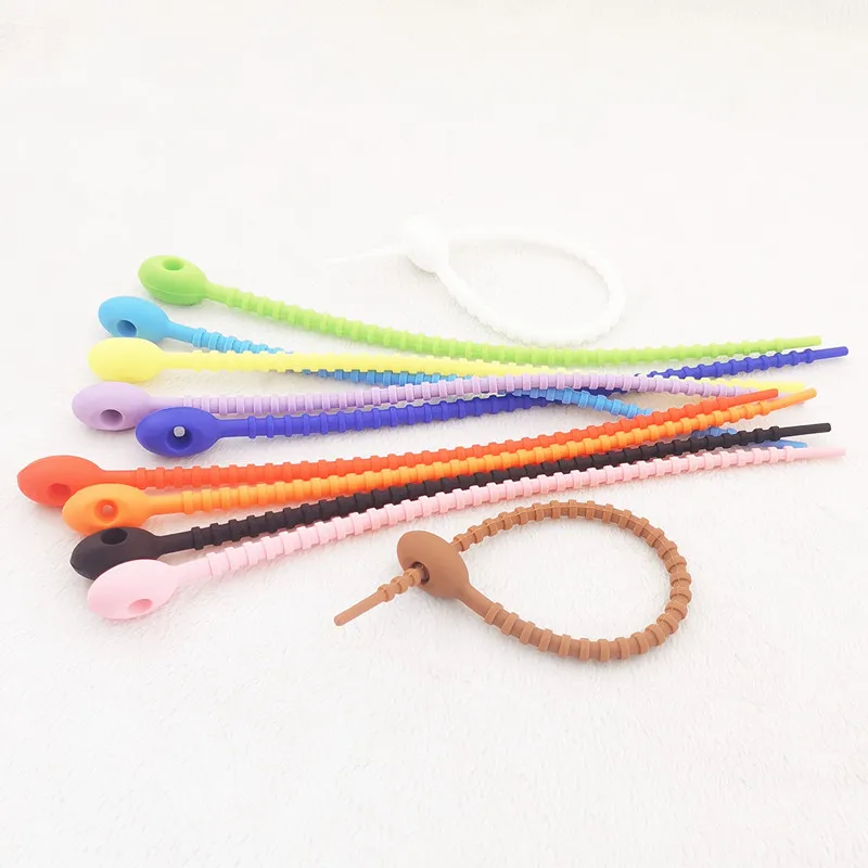 5Pcs Multi-functional Reusable Silicone Self-Locking cable ties  Fit Keychain Bracelets Jewelry Making DIY Jewelry Findings