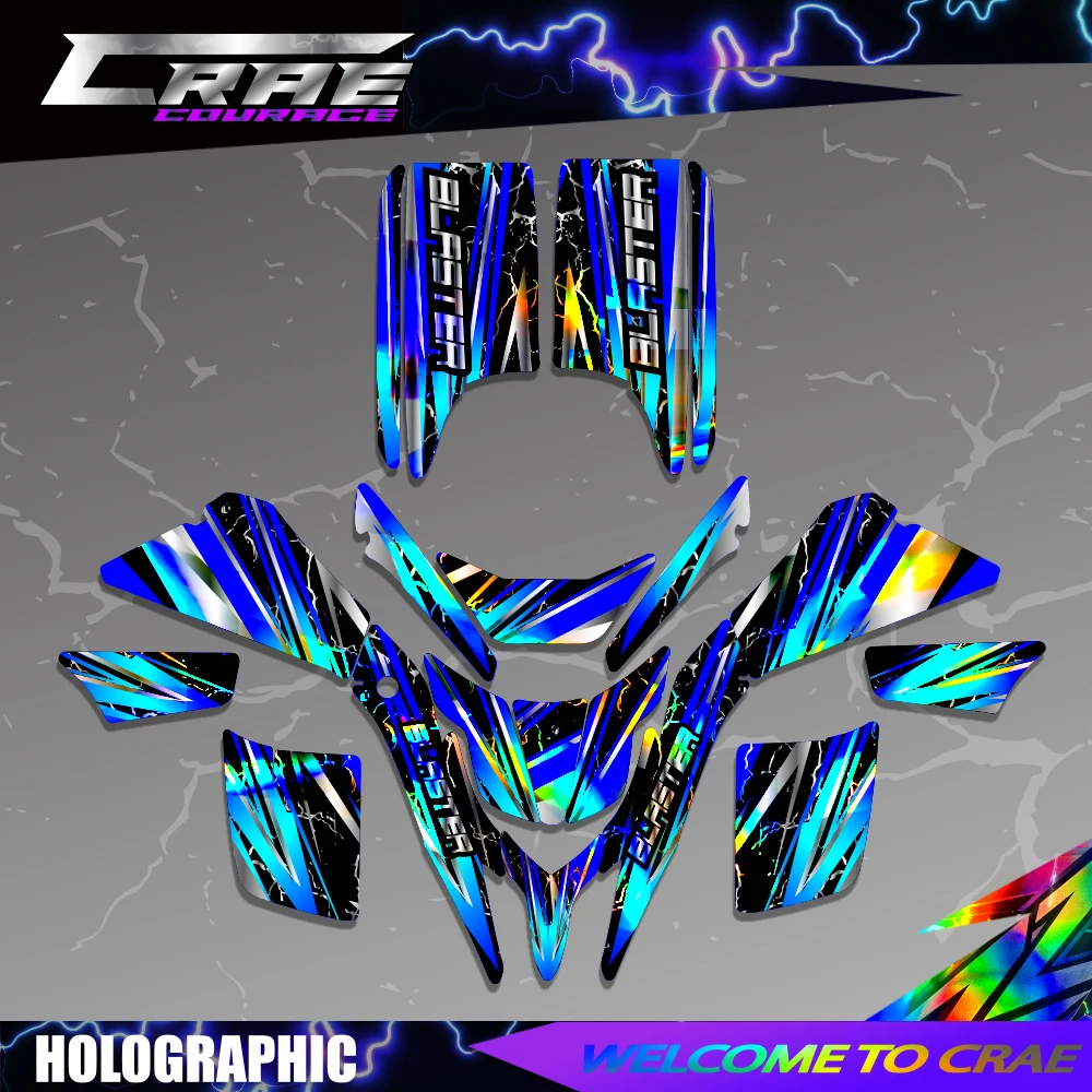 Motorcycle Background Holographics  Decals Sticker Kit  For Yamaha BLASTER YFS200 1988 - 2006 YFS 200 Blaster200 Custom