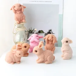 3D Easter Bunny Candle Silicone Mold Handmade Cute Rabbit Scented Soap Candle Mold DIY Jade Rabbit Resin Mold Home Decor Gift