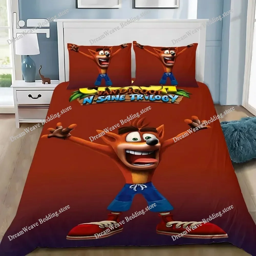 3D Print Crash Bandicoot Nitro Crate Bedding Set Duvet Cover Bed Set Quilt Cover Pillowcase Comforter King Queen Size Boys Adult