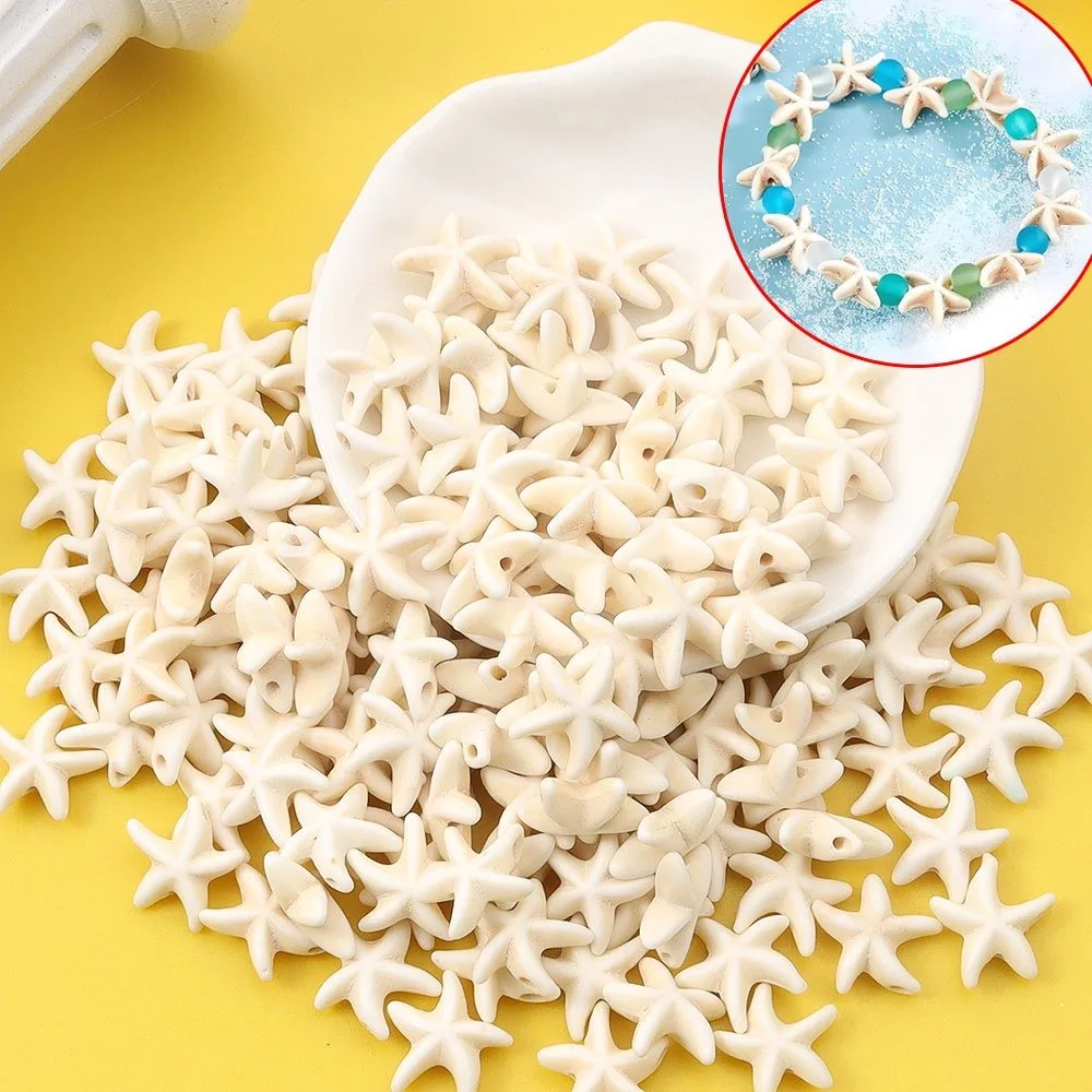 23/53/103pcs White Starfish-shaped Beads, Diy Bracelets Necklaces Earrings, Holiday Valentine's Day Halloween Gift Accessories