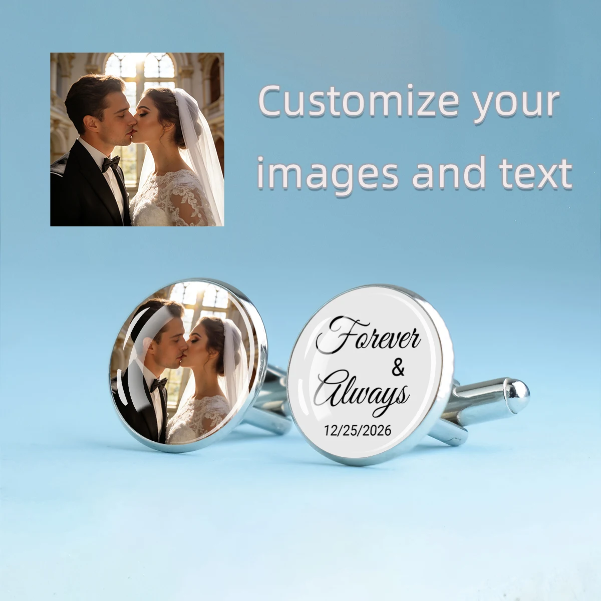 

Personalized Cufflinks - Custom Photo Text - Groom Wedding Accessories, Husband Valentines Day Souvenir, Boyfriend Birthday Gift